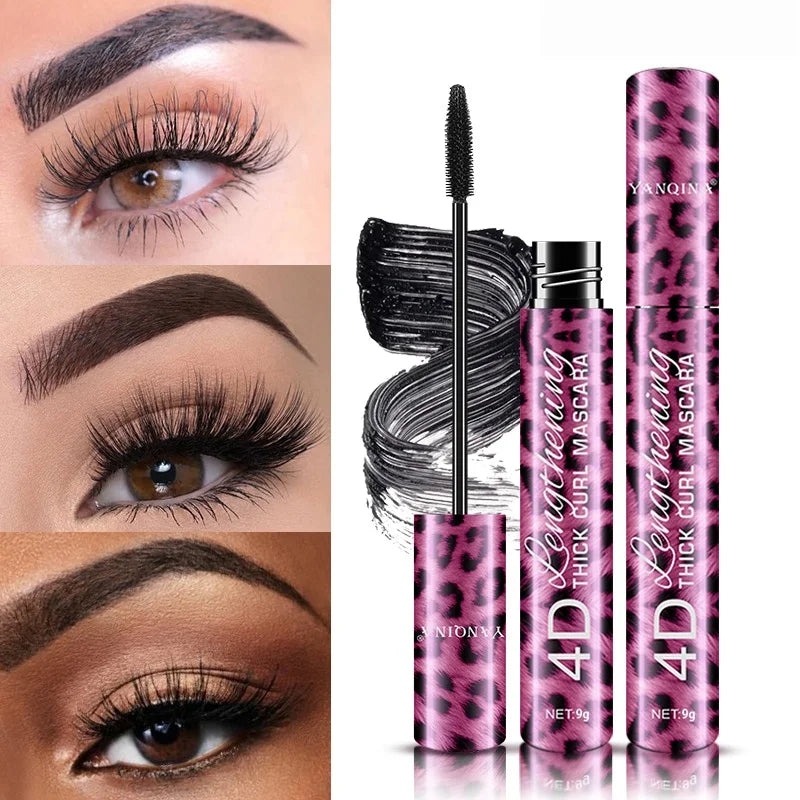 Yanqina Leopard Print Eyeliner + Mascara Two-In-One Set Waterproof and Smudge-Proof Makeup Vue