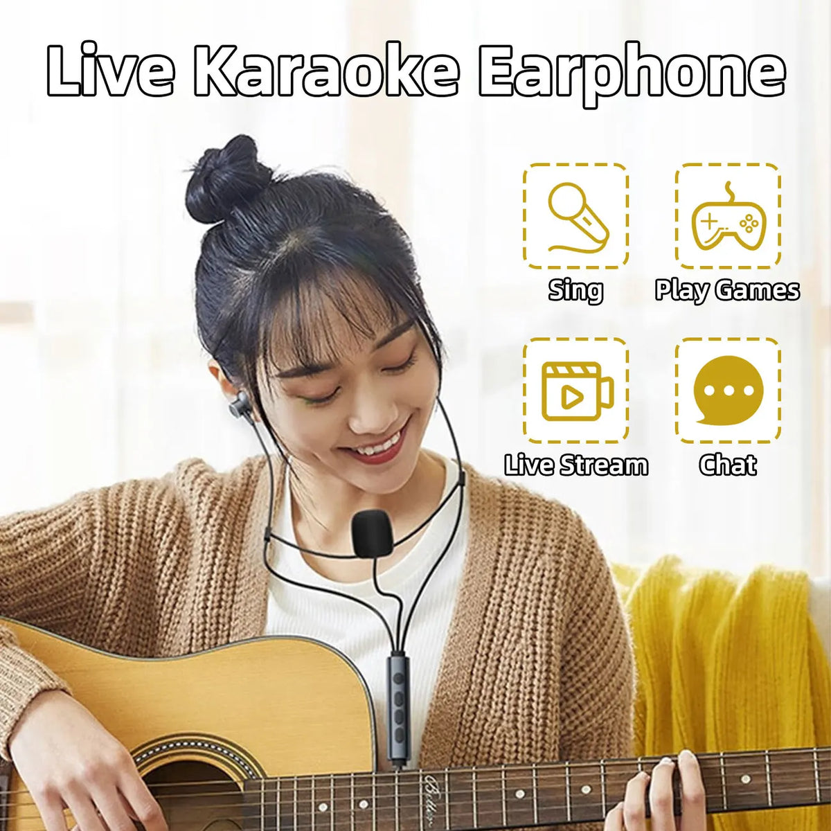 Sound Card Karaoke Earphones Professional Microphone Multi modes Real-time ear monitoring Type-C Vocal Mic for Huawei IOS Vue