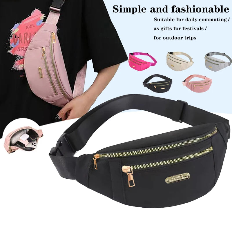 Daily Wear Simple Solid Tone Waist Sling Bag Fashion Unisex Fanny