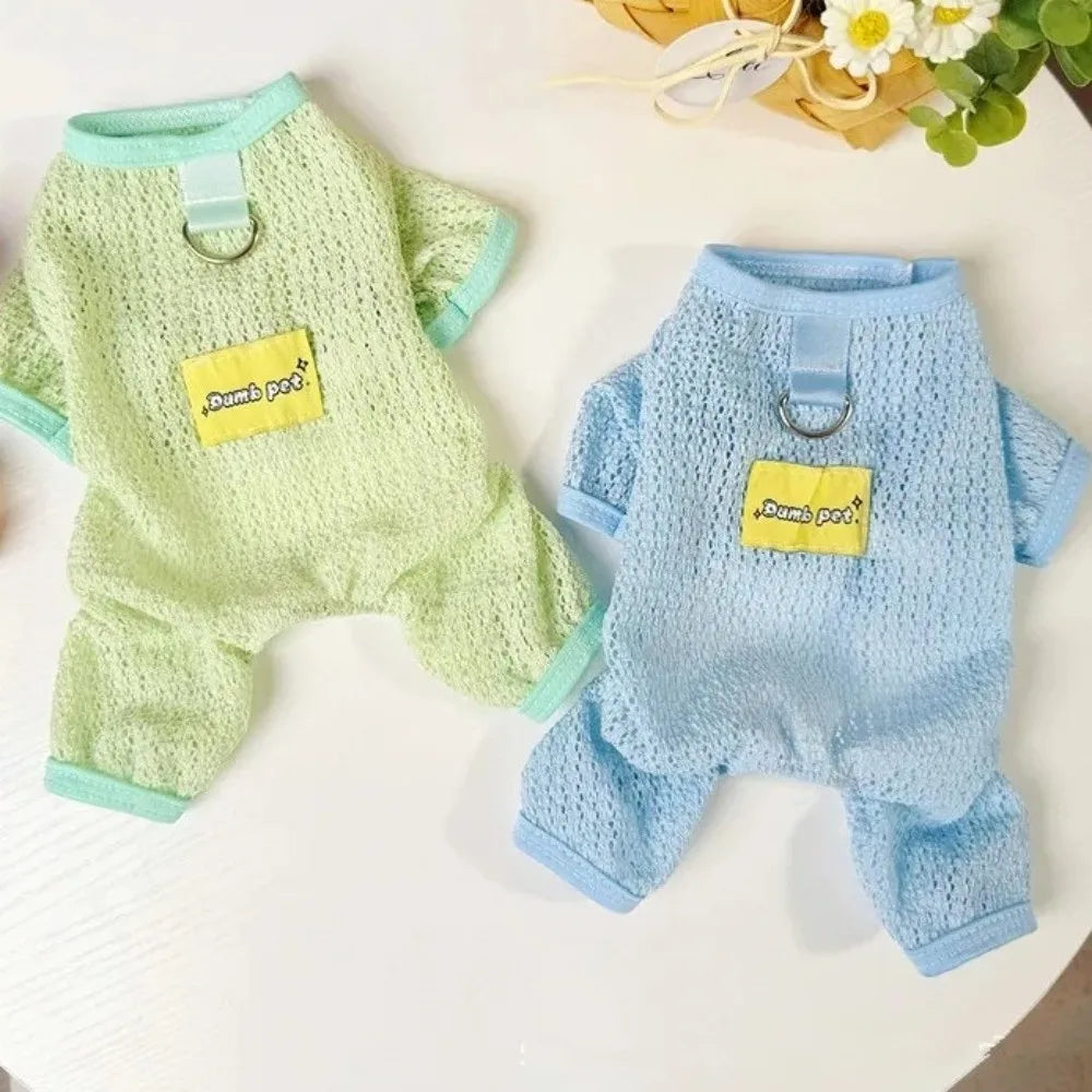 Breathable Mesh Dog Sun Protection Clothes Quick Drying Thin Dog Cooling Jumpsuit with Traction Summer Pet Clothes Indoor Vue