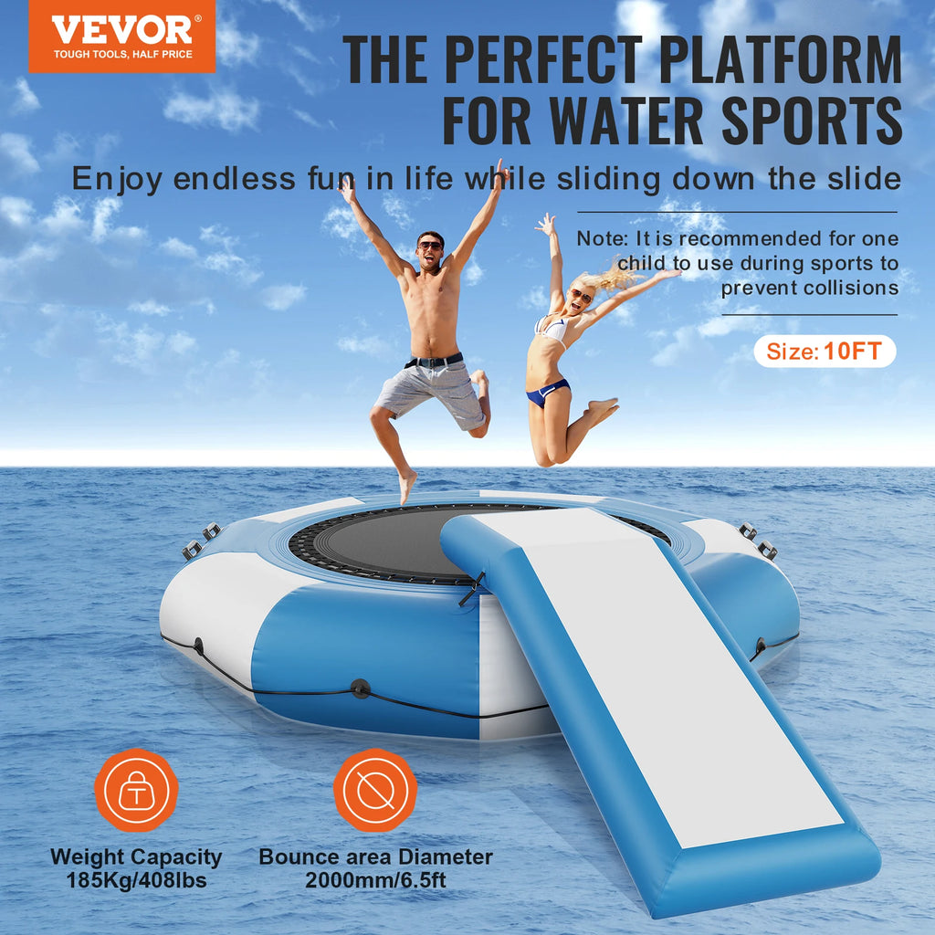 10ft Inflatable Water Trampoline with Slide & Ladder Inflatable Water Trampoline Vue