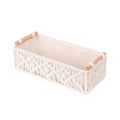 Cotton Rope Hand Woven Storage Box Decorative with Handle Macrame Organizer Box Warm White Handmade Toilet Paper Shelf Basket Vue White L