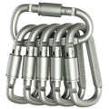 6 Set Aluminum Alloy Carabiner Keychain Heavy Duty D-ring Snap Clip Bold Lock Climbing Tools For Unisex Outdoor Travel Tool Vue Gunmetal