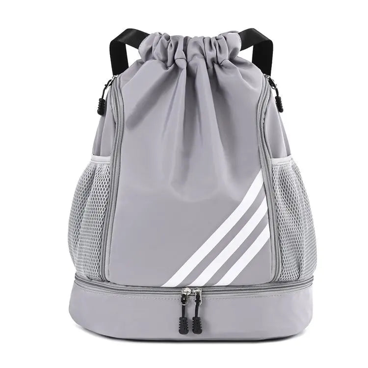 Waterproof Fitness Bag Lightweight Climbing Backpack Outdoor Large Capacity Sports Bag Multi-functional Drawstring Shoulder Bag Vue grey