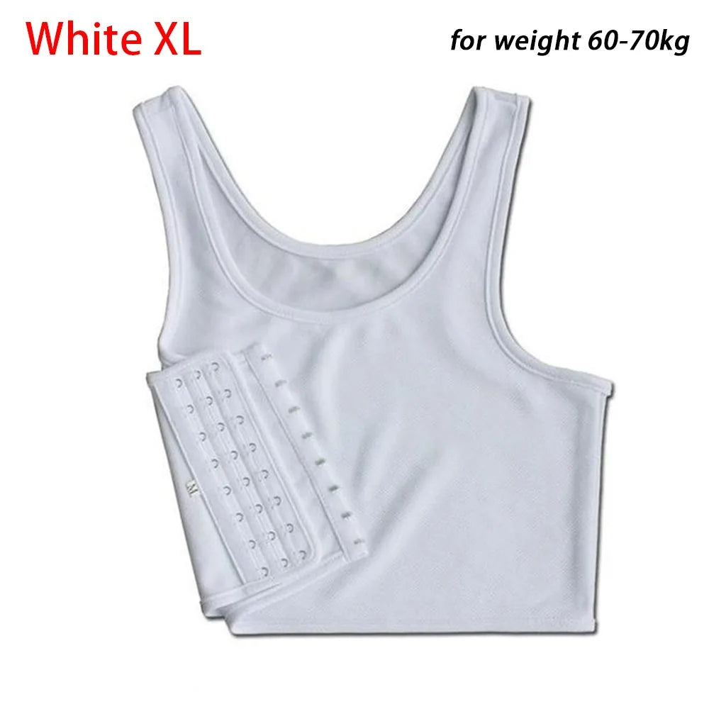 Reinforced Flat Vest Breast Tank Tops Trans Lesbian Corset Chest Vue White XL