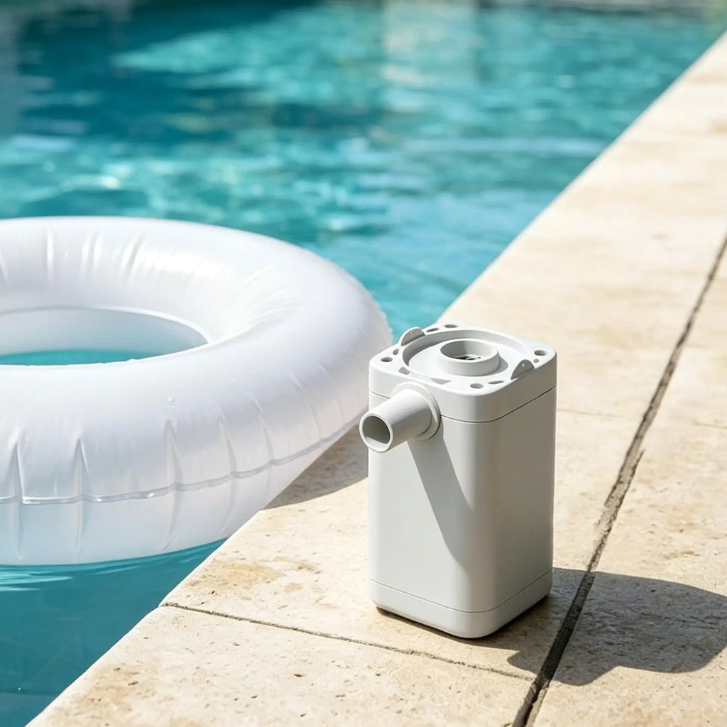 Rechargeable Portable Air Pump Inflator with 3 Nozzles for Pool Camping Travel Beach Outdoor Garden Patio Backyard Vue