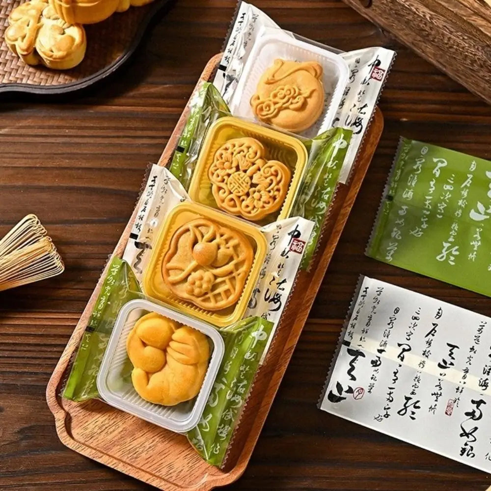 100PCS Chinese Style Mooncake Wrapping Bag Flat Plastic Bag Transparent Mooncake Bags Handmade Food Storage Bags Egg Yolk Crisp Vue