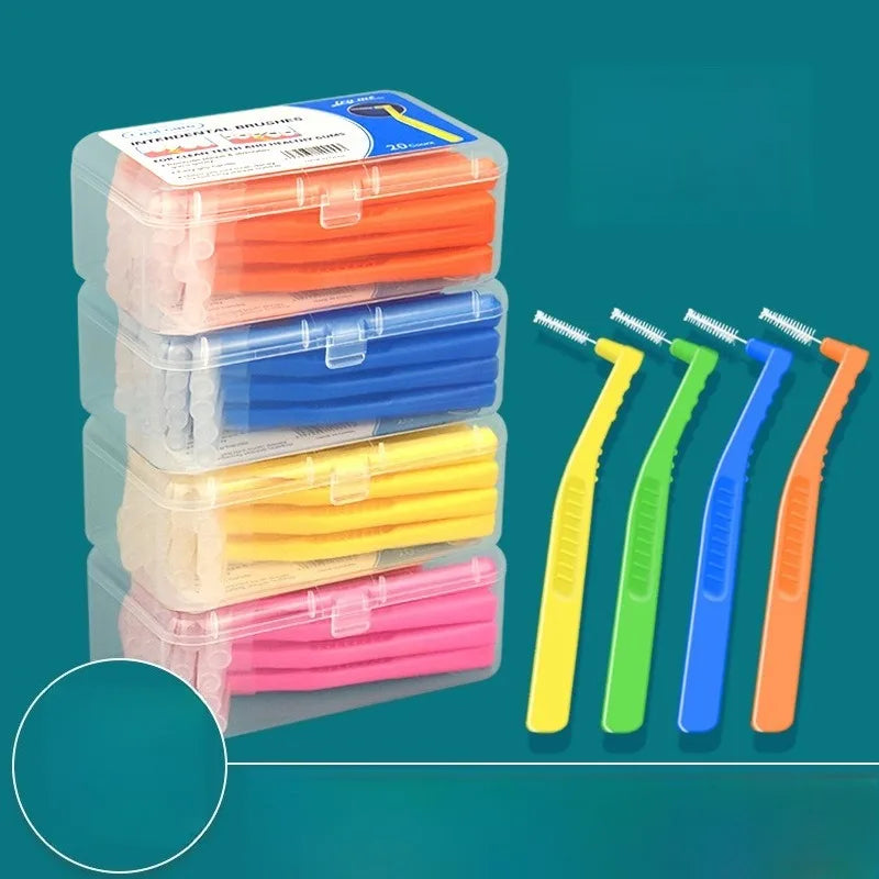 Oral Hygiene Angle With PortableCase Easy Clean Teeth 20Count For Cleaning Interdental Brush Cleaners Dental Tooth Flossing Head Vue