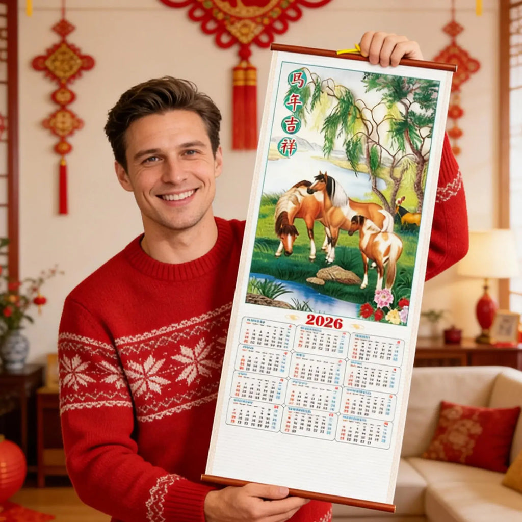 Year of the Horse Wall Calendar Hangable Monthly Planner Paper Traditional Chinese Tear off Wall Calendar Planning for Office Vue