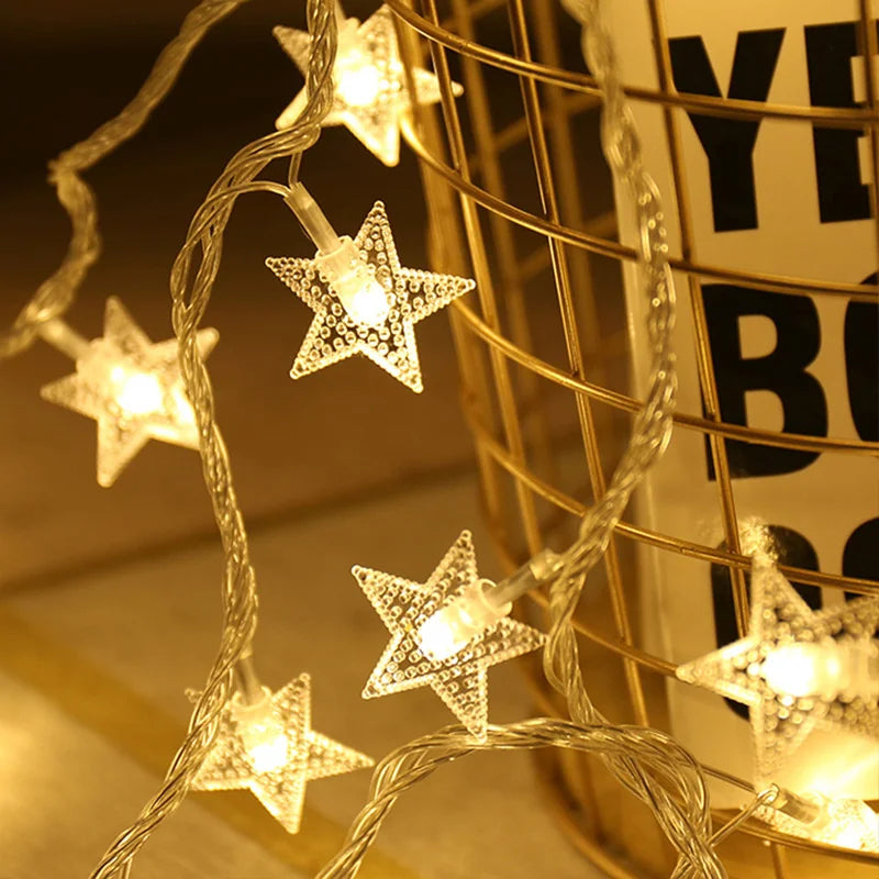 2025 Festival Star LED String Lights Party Indoor Atmosphere Christmas Decoration Room Battery Lights Outdoor Waterproof Outdoor Vue