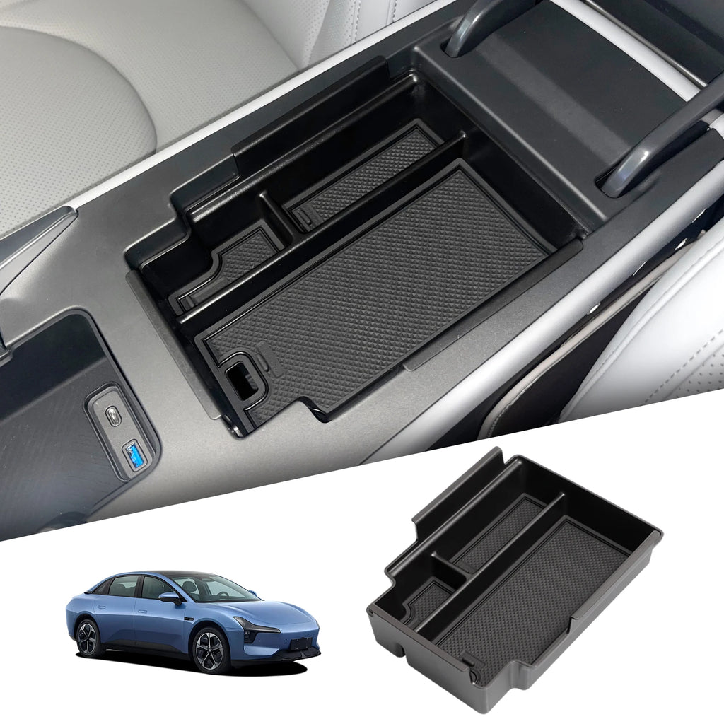 Smabee for Xpeng Mona M03 2024 2025 Car Center Console Armrest Storage Box ABS Tray Tidying Accessories Black Vue Armrest BOX BLACK