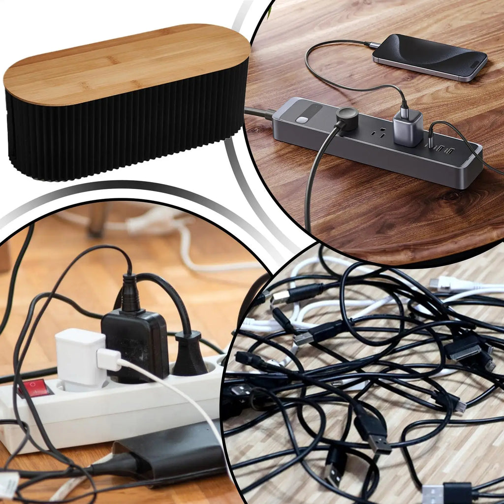Cable Storage Box Wire Organizer Cord Holder Desktop Wire Management Box Outlet Hider Protector for Home Office Wire Tidying Vue