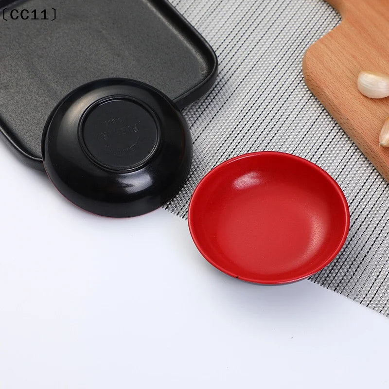 3pcs Red And Black Round Sauce Dishes Food Dipping Bowls Melamine Seasoning Dish Appetizer Plates Round Seasoning Dish〔CC11〕 Vue