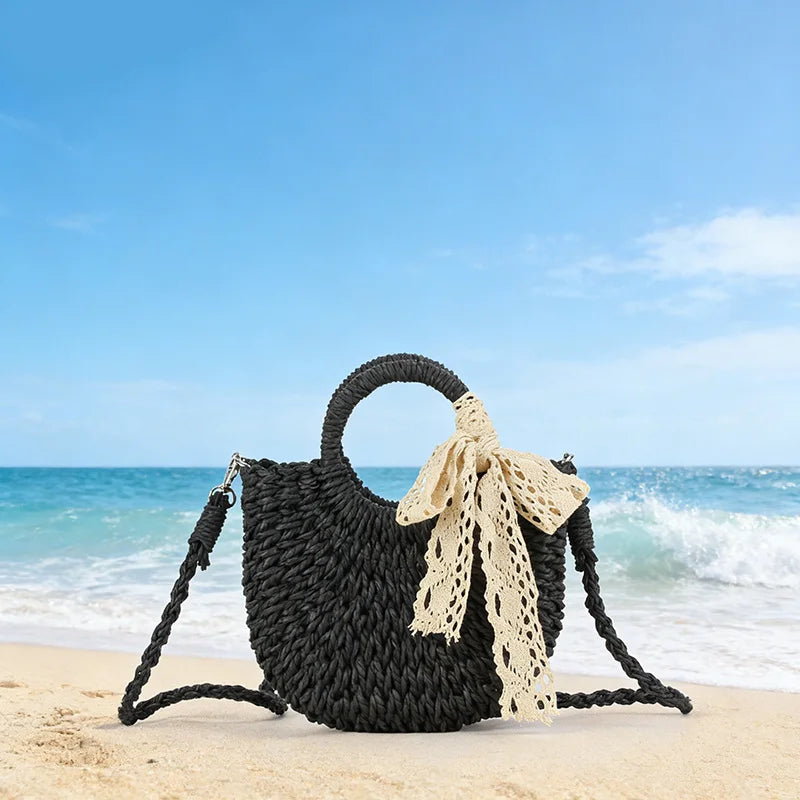Fashionable Wicker Basket Bag Women's Single Shoulder Slant Cross