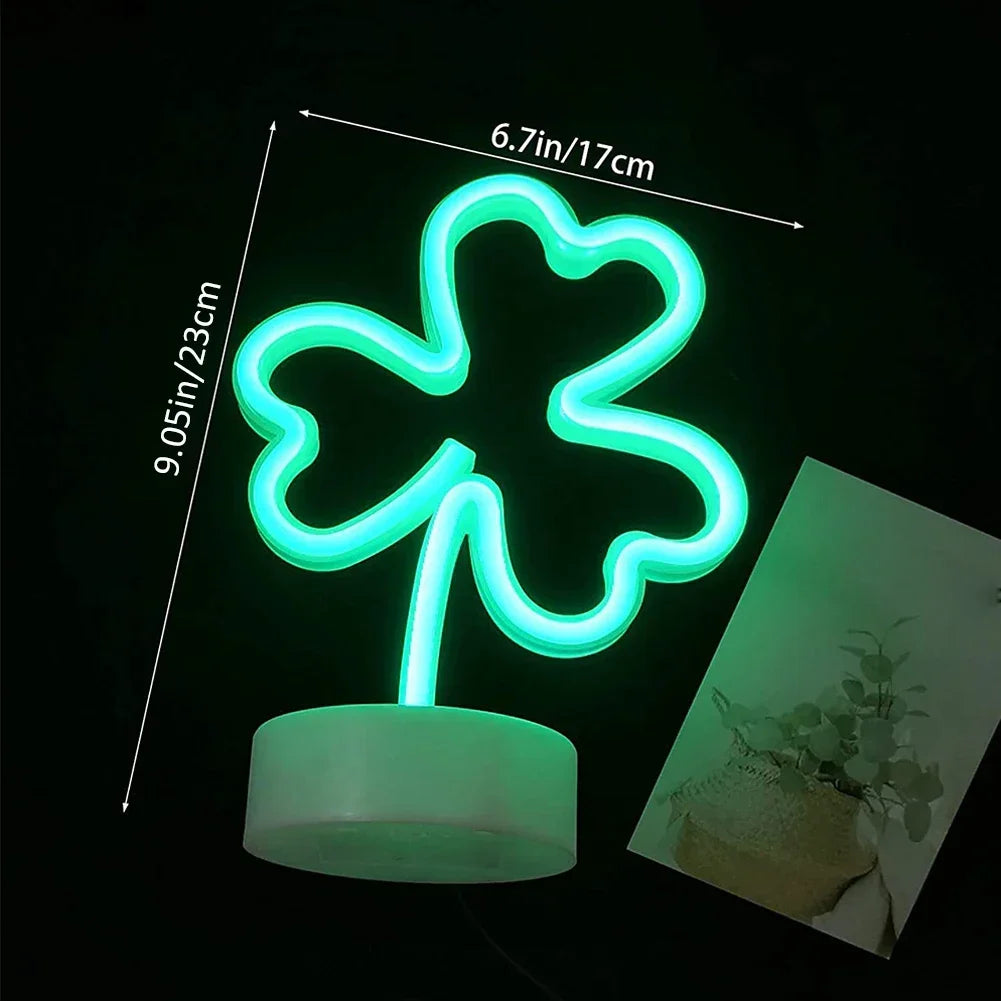 Room Decor Flamingo Clover Coconut Tree Cactus Neon Light Sign LED Night Light USB Or Battery Table Lamp For Home Decorations Vue