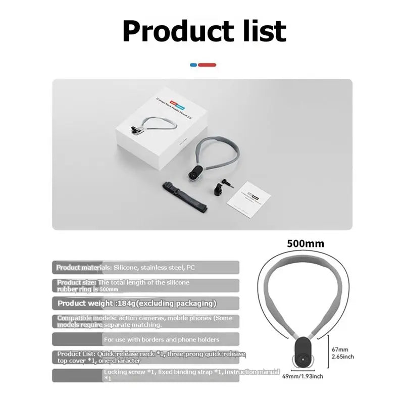Hot-Quick Release Silicone Neck Mount Hold Strap For Gopro Vue