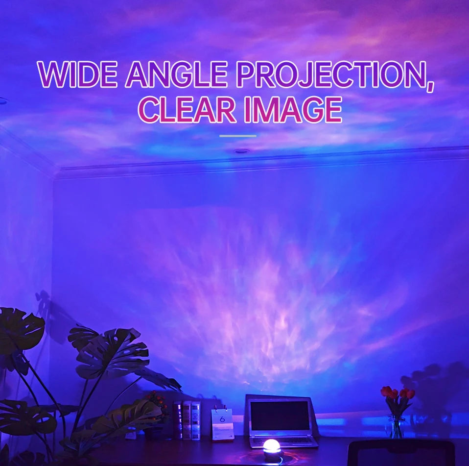 LED NightLights Galaxy Projector Remote Control 5V USB Rechargeable Starry Sky Lamp DMX Sound Active 7 Modes for Kids Room Decor Vue Water Reflection USB Plug