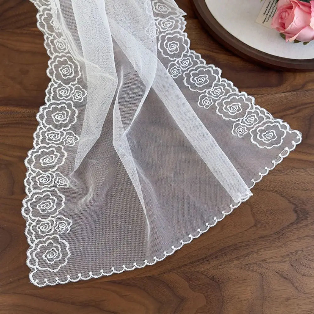 Retro Embroidered Flower Lace Scarf Lightweight Long Sunscreen Shawl