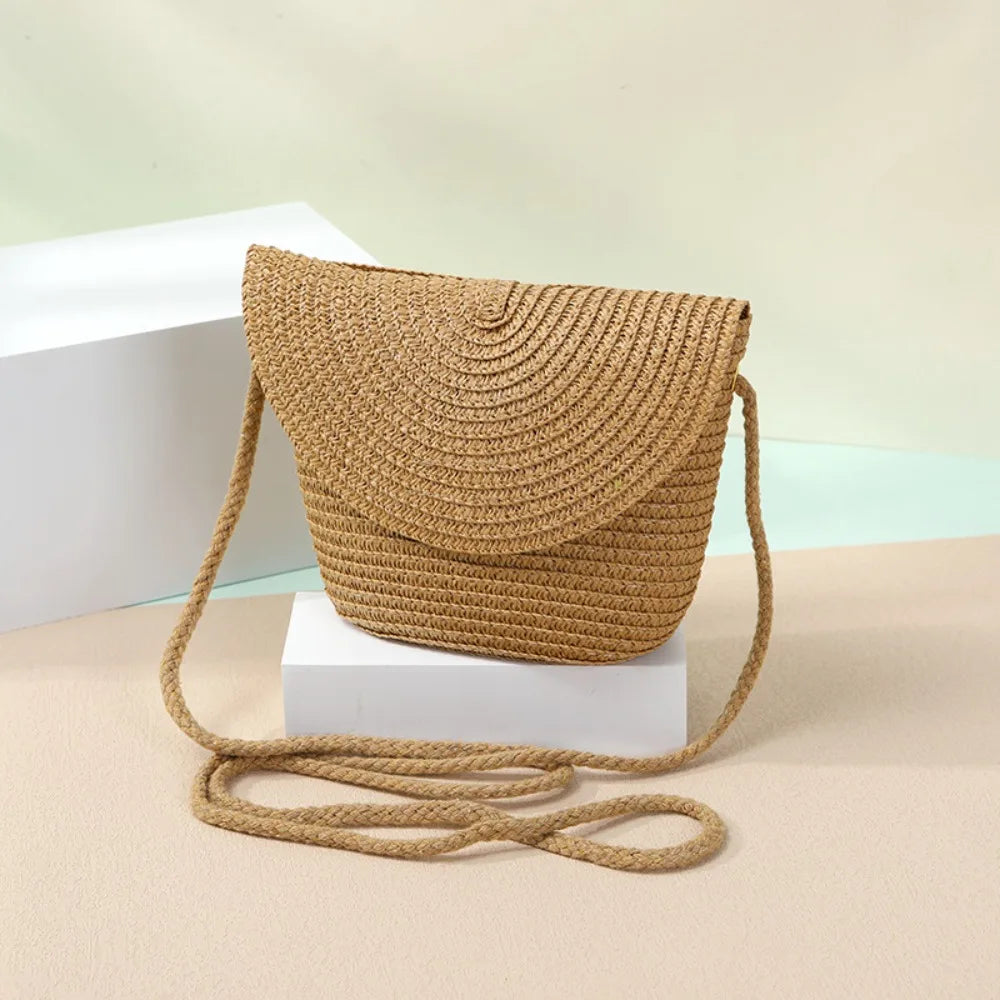 Coin Purse Shell Shape Straw Bag Handmade Mini Summer Beach Handbag