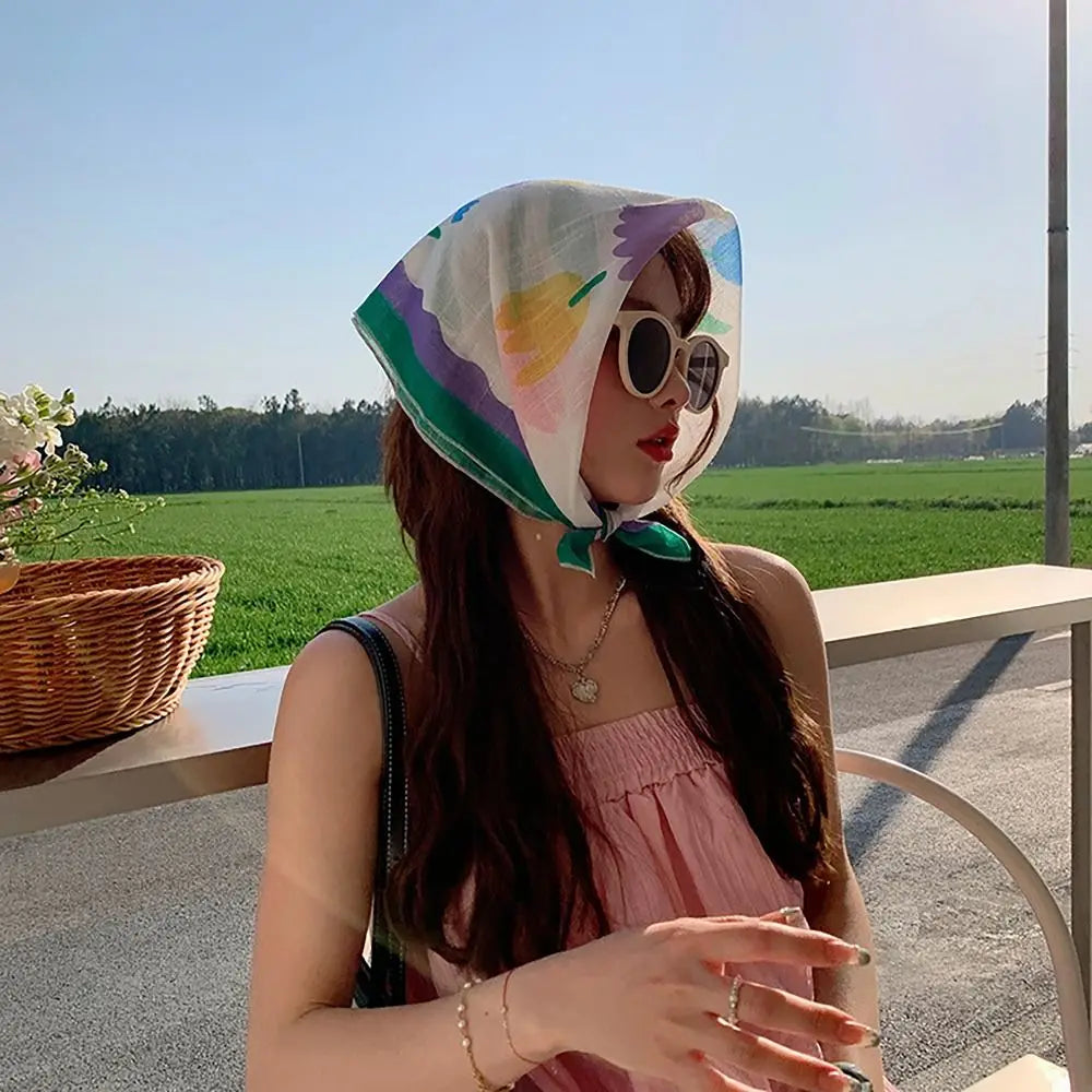 Flower Printed Headscarf Gentle INS Sun Protection Headband Towel