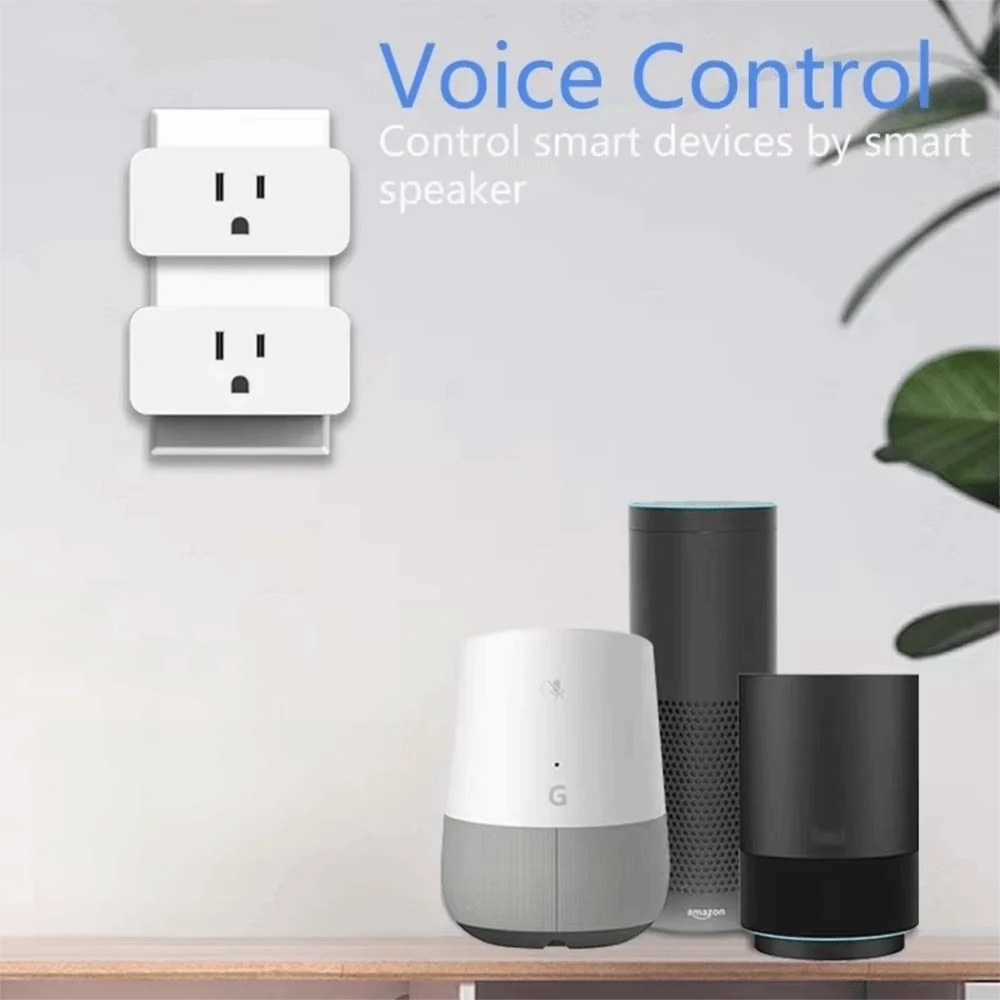 Remote Voice Control Mini WiFi Smart Plug 110-240V 10A US Plug Smart Home Socket Remote Control Timing Function Timer Plug Vue