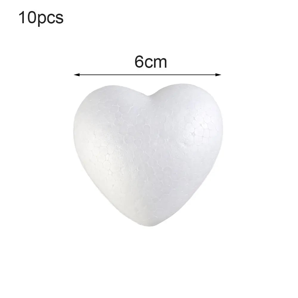 6 8 5 10 Heart Foam Mould White Craft Balls Styrofoam Modelling Vue 6cm-10pcs
