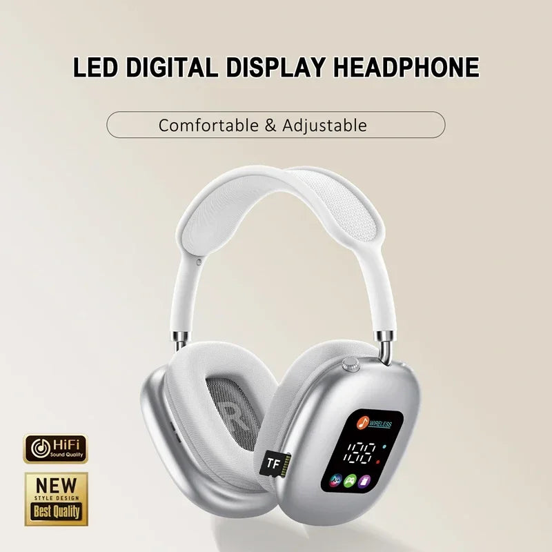 Wireless Headphone AKZ MAX600 Noise Cancelling Headphones Can Use Memory Card Hybrid With Touch Control LED Screen Vue