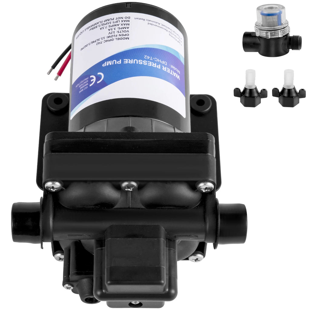 SucceBuy Fresh Water Pump 3 GPM with Pressure Switch 45PSI Detachable Strainer 12V Diaphragm Pump for RV Camper Marine Boat Lawn Vue US United States