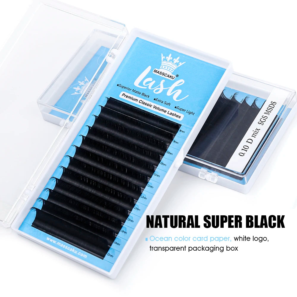 Private Label MASSCAKU Premade Russian Volume Classic Lashes Professional Mink Eyelash Extensions Individual Eyelashes Vue