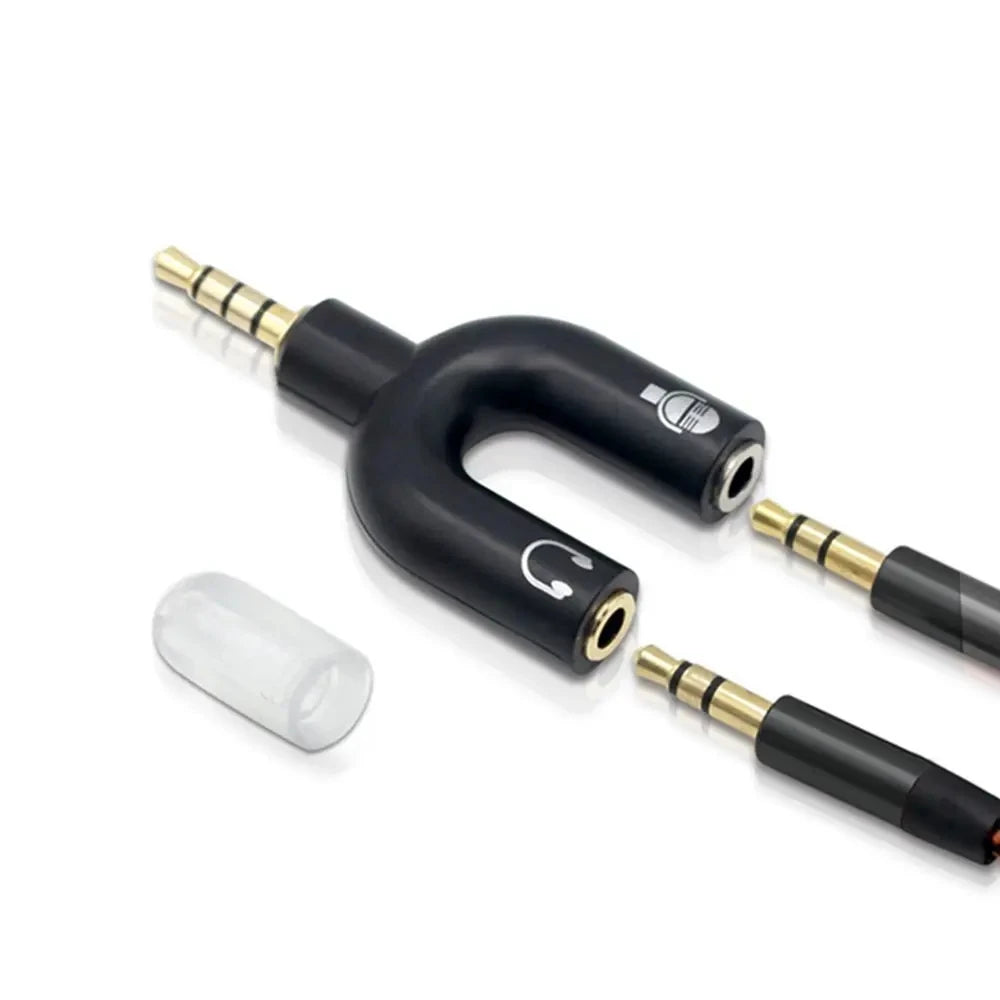 3.5mm Headphone Mic Splitter Adapter U-shaped Stereo 3.5mm 1 To 2 Audio Splitter Adapter for PS4 PC Laptop Ear Headset Cables Vue
