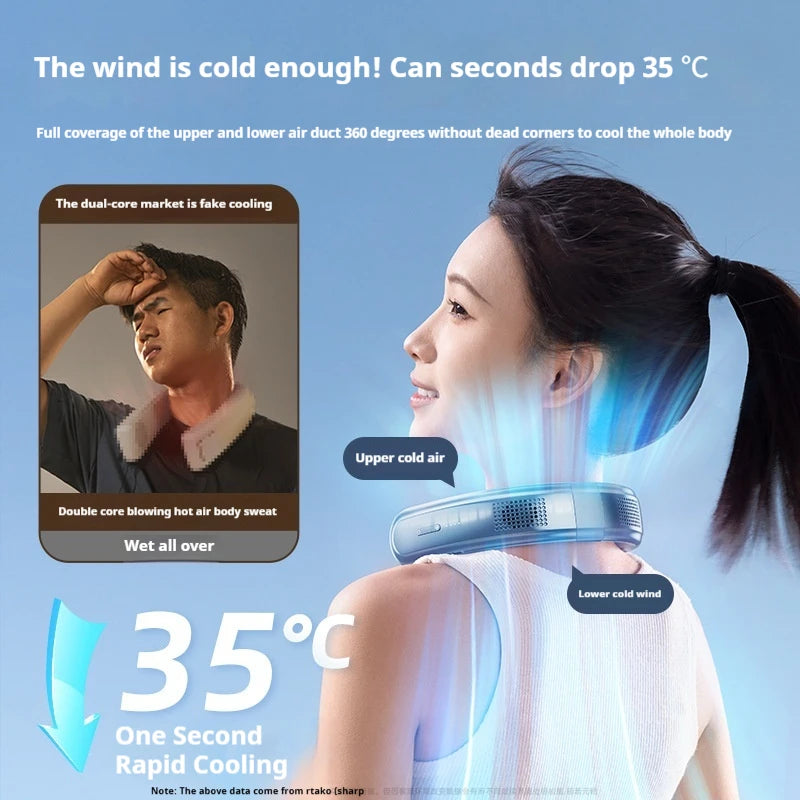 Portable Neck Fan Rechargeable Fan Mini 3-Speeds Large Wind Outdoor Silent Electric Ventilador for Home Camping Outdoor Vue