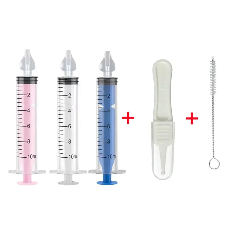 vvocci Baby Nose Cleaner Baby Brush & Tweezer with Cleaning Needle Tube Aspirator NasalSyringe Nasal Irrigator Nose Wash Tool Vue B364-5Pcs Set MixedA