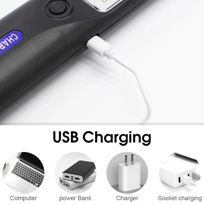 LED Flashlight Work Light USB Rechargeable Magnetic Emergency Work Lamp Hanging Car Inspection Repair Handheld Camping Lantern Vue