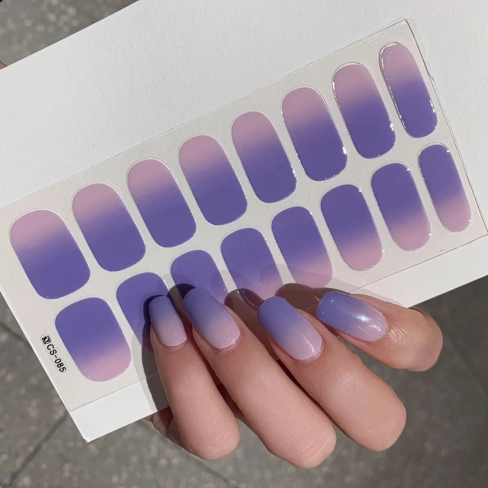 Semi-cured Gel Nail Stickers Solid Color Nail Semi-baked Tips Full Paste Nail Decals UV Lamp Need Vue CS-85