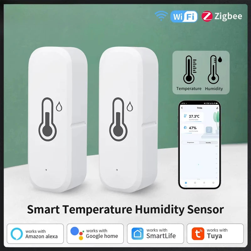 1pcs Tuya WiFi&Zigbee Temperature Humidity Sensor With Remote Monitor&APP Notification Alert,High Precision Indoor Thermometer Vue WiFi