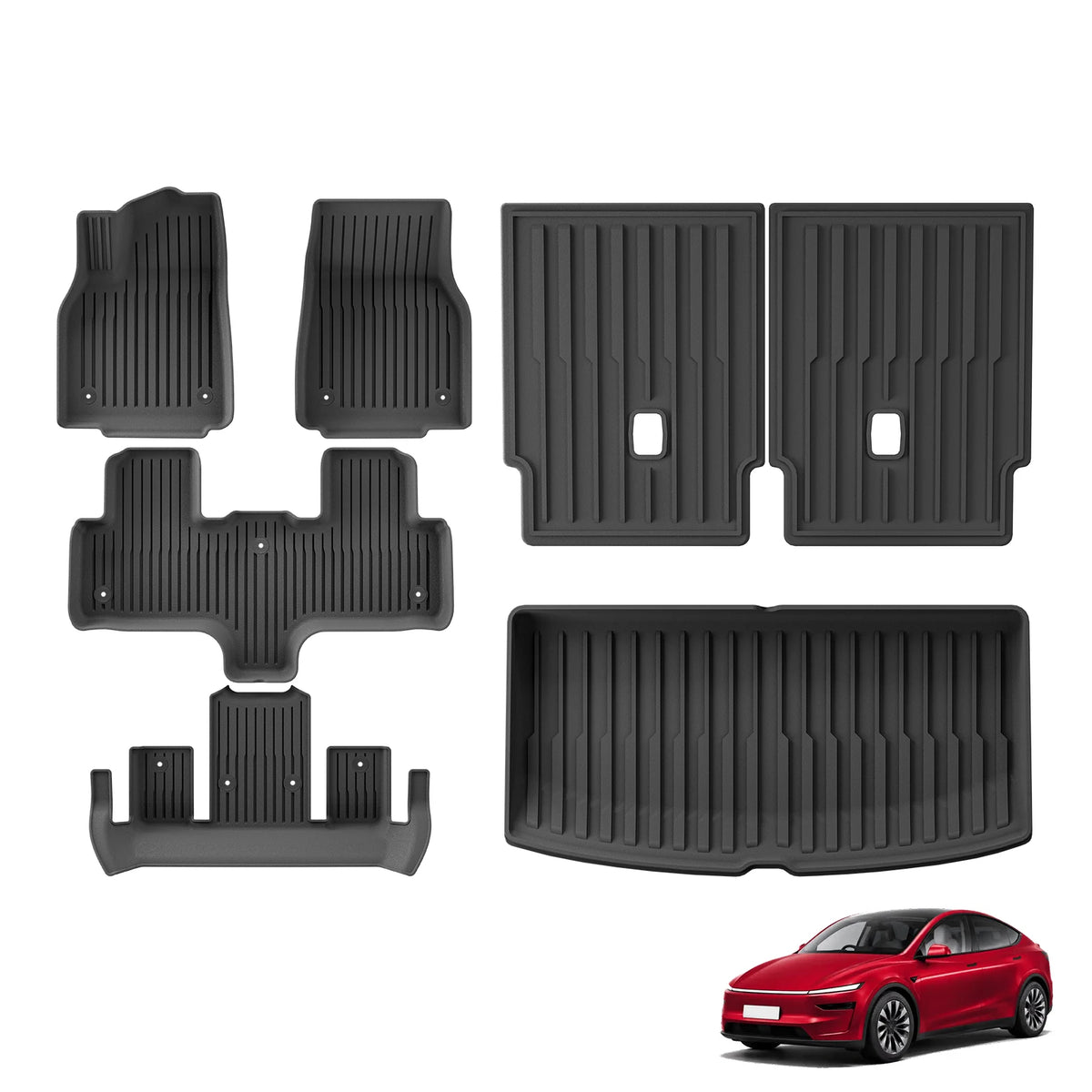 Smabee Left Hand Drive for Tesla Model YL 6seats 2025 2026 Car Floor Mats Cargo Liner Trunk Pad TPE 3D Waterproof Accessories Vue LHD 6PCS Left Drive