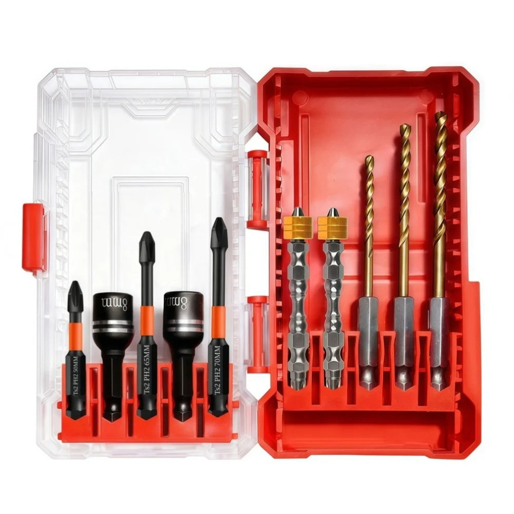 10-Piece Magnetic Drill & Driver Bit Set | Quick-Change Chuck Drill & Driver Bit Set Vue