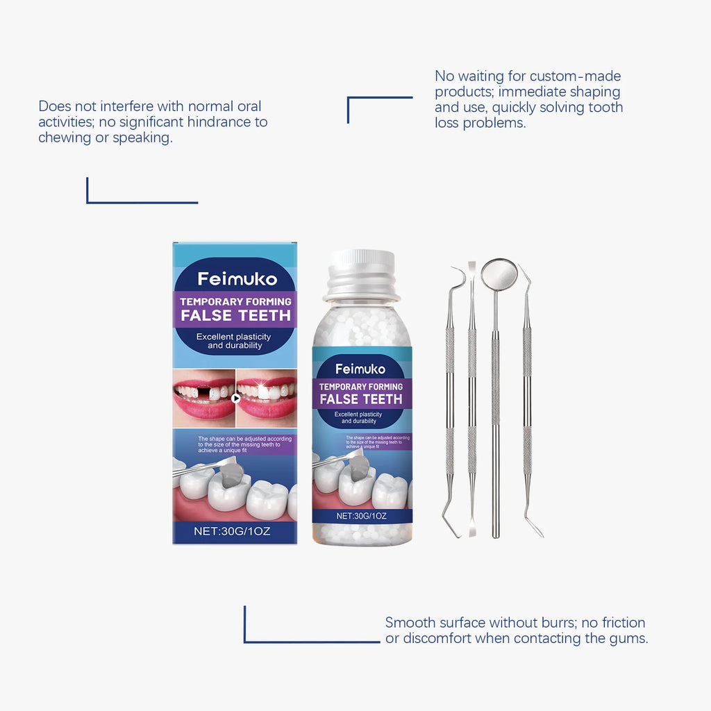 Moldable Denture Gel for Custom False Teeth, Convenient to Use, Effectively Boosts Your Smile and Restores Confident Dental Beau Vue