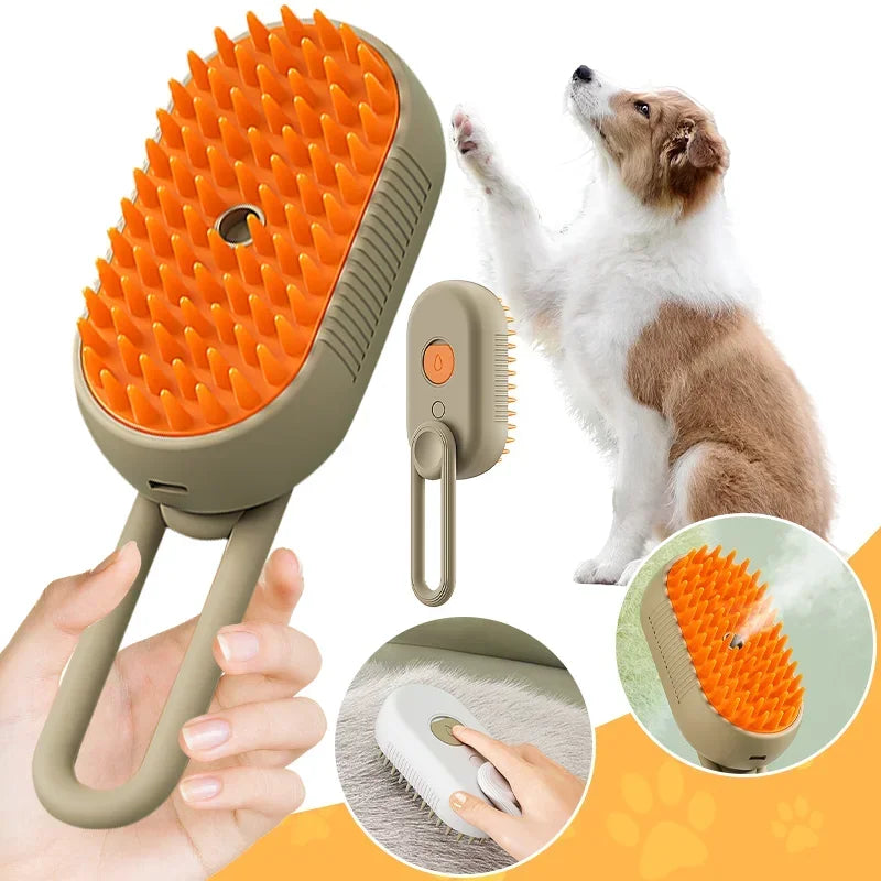 3in1 Cat Steam Brush Steamy Dog Brush Electric Anti-splashing Brush with Steam Spray Massage Pet Grooming Comb Hair Removal Comb Vue