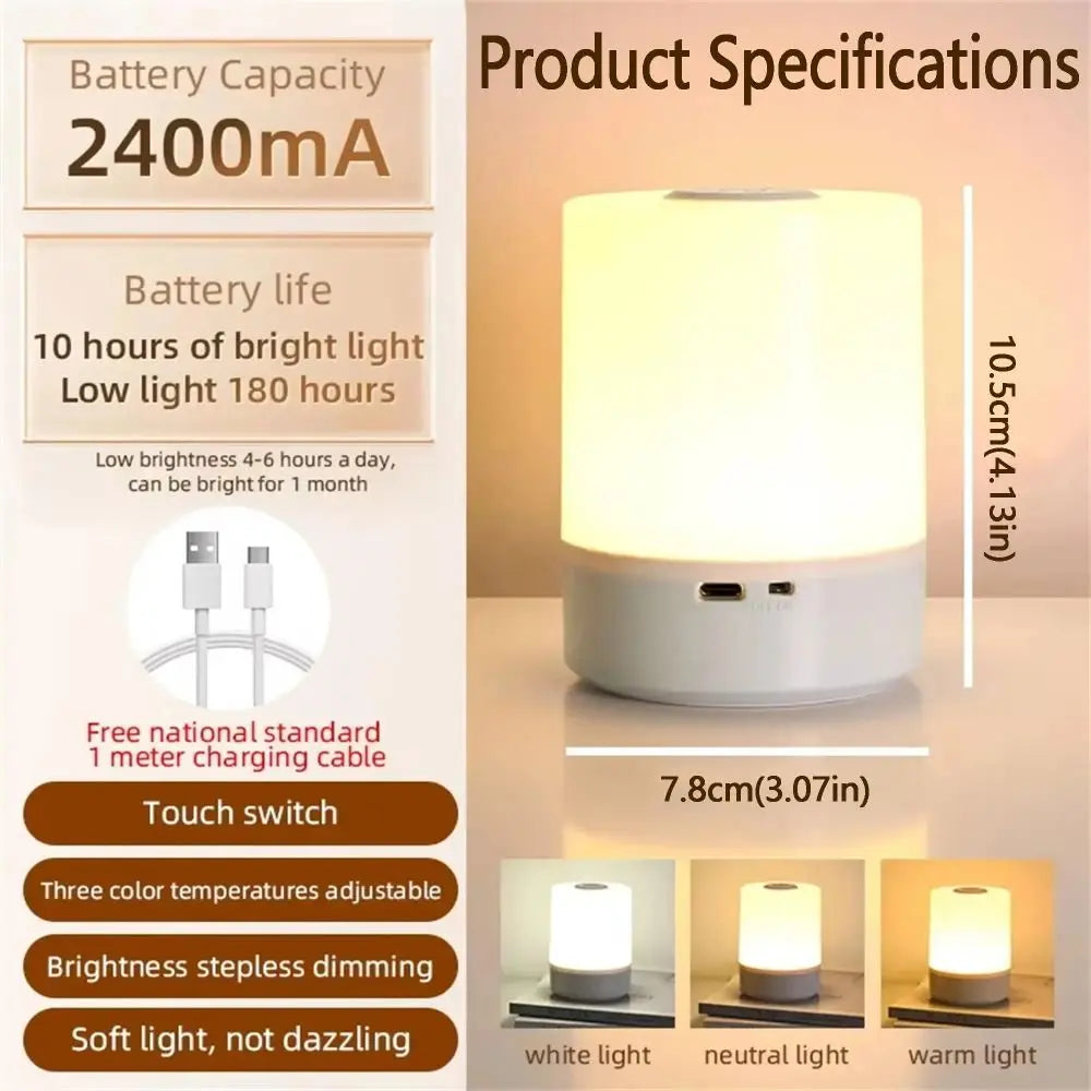 Adjustable Brightness LED Touch Lamp Motion Sensor 3-Color Lighting Dimmable Night Light Touch Control Portable Vue
