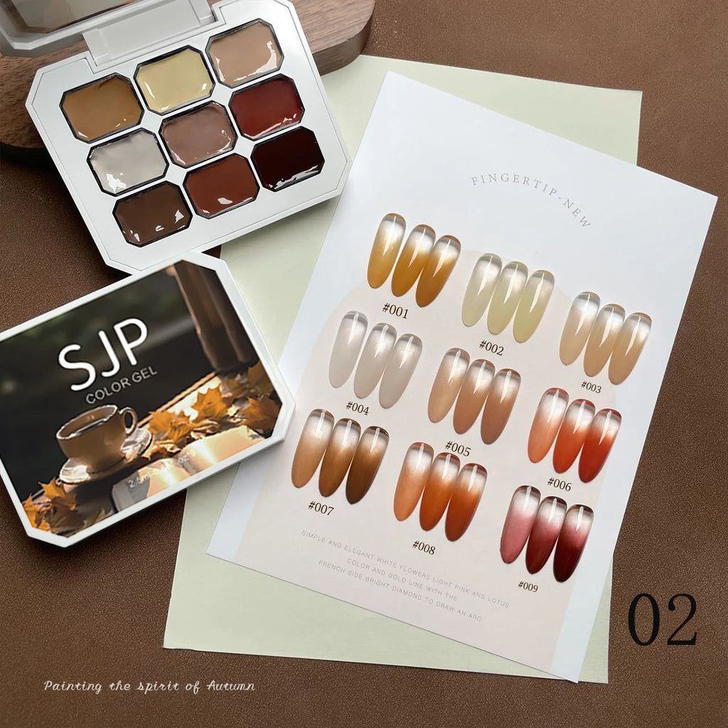 1pc Solid Color Nail Polish Gel 9-Grid Color Painting Gel High Saturation Thick Gradient Patting Gel Nail Art Creation Vue
