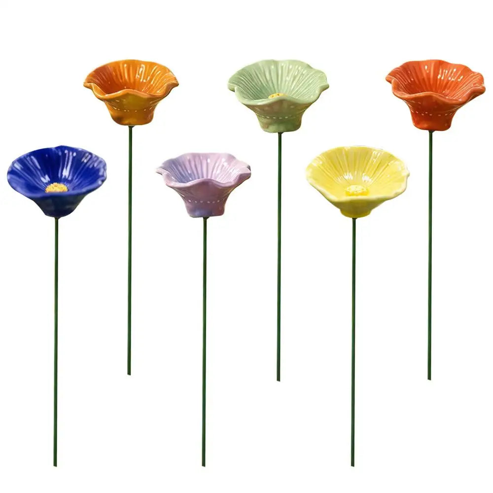 6 Pieces Bird Bath Garden Bee Watering Station Flower Pollinator Drinking Rain Catcher for Patio Lawn Backyard Balcony Deck Vue 6pcs