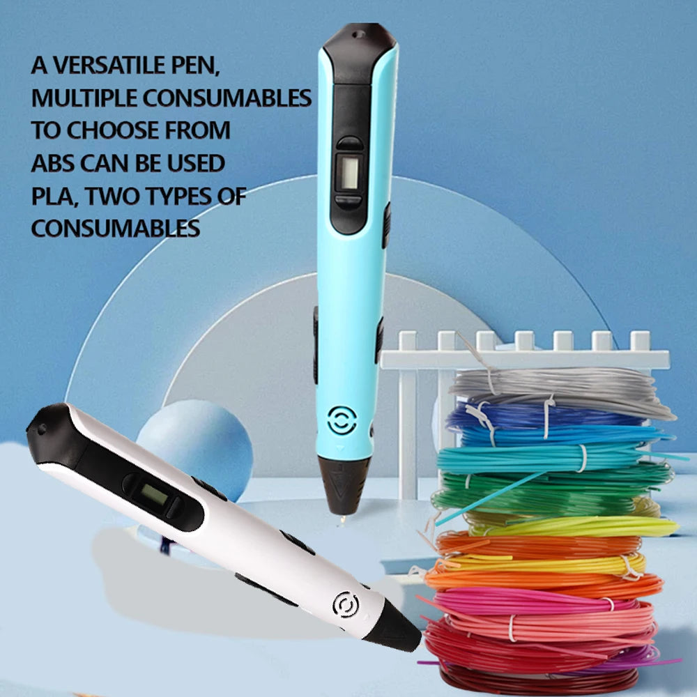 New 3D Printing Pen 1.75mm PLA Children 3D Pen Type C Cable 0.7mm Diameter Material Kids DIY Drawing Pen Boy Girl Birthday Gifts Vue