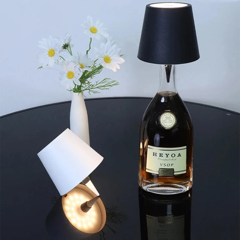 Wireless Table Lamp LED Wine Bottle Base Rechargeable Vases Light Touch Switch Bar Dining Lamp Vue