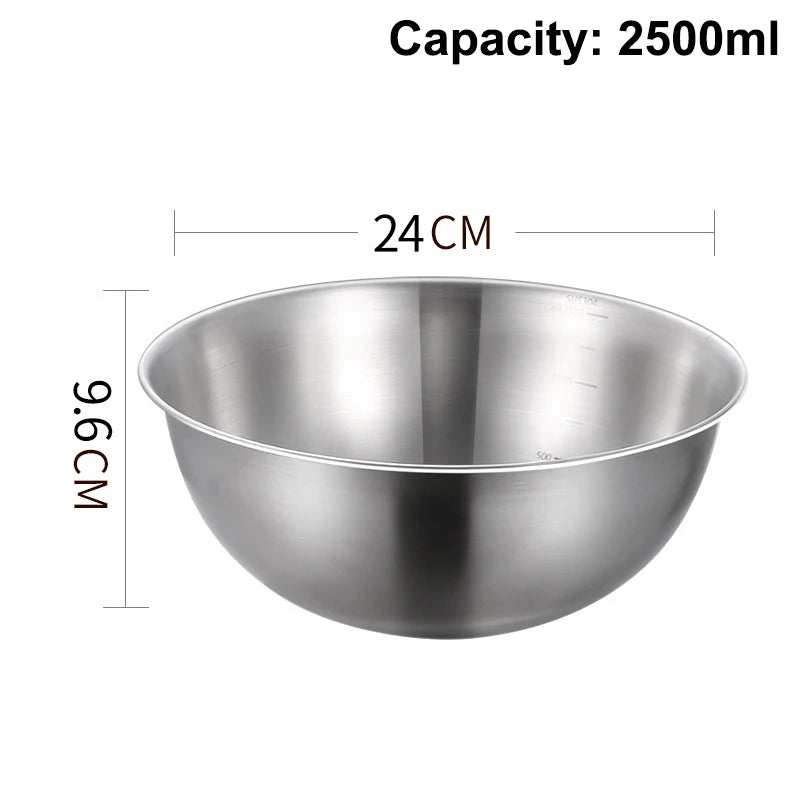 Stainless Steel Bowl Scale Cooking Baking Food Storage Large Capacity