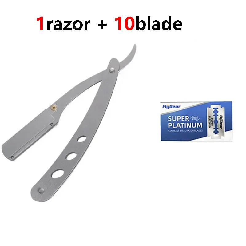 Professional Manual Shaver Barber Razor Edge Stainless Steel Shaver Shave With Blade Men Straight Folding Shaving Vue M291 1razor 10 blade