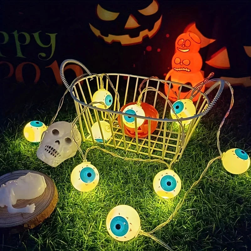 Halloween Luminous Simulation Ghost Eyeball LED String Lights Battery Creepy Horror Prop Lamp For Home Party Holidays Decor Vue