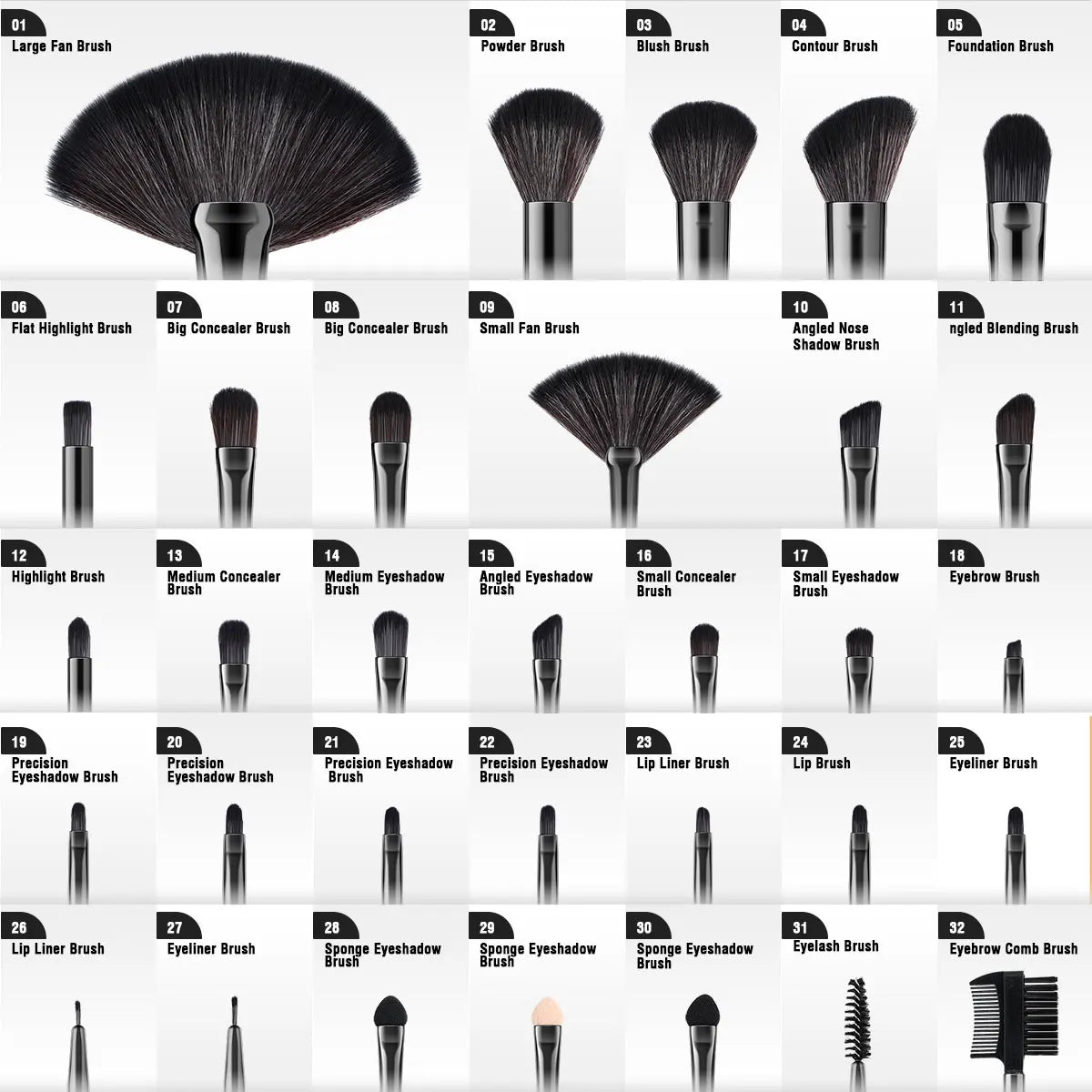 New Makeup Brushes Set Foundation Powder Contour Blush Concealer Eyeshadow Blending Highlight Eyeliner Brushes Fast Shipping Vue