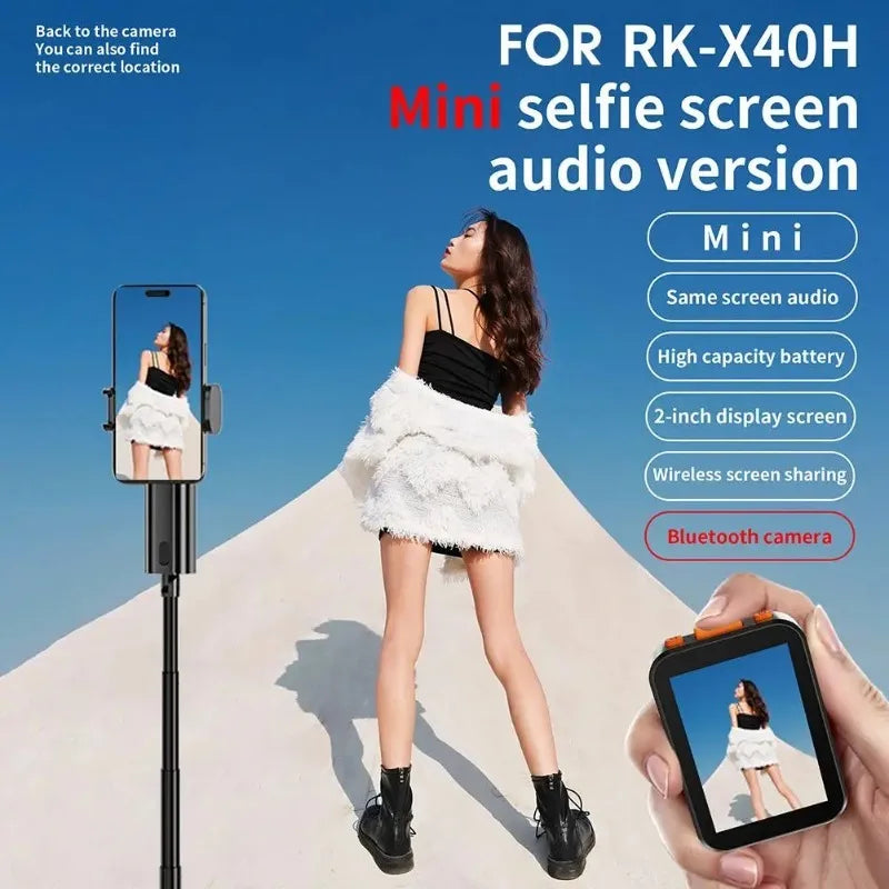 RK-X40H Wireless Selfie Monitor Screen For Universal Mobile Phone 850mAh Mini Audiophile Version Of The Self-timer 2025 New Vue