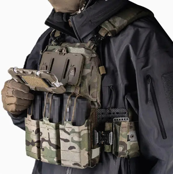 Tactical Vest Mobile Phone Holder MOLLE Mounted Outdoor Military Fan Chest Hanging Field Chest Board Carrier Folding Navigation Vue Clay